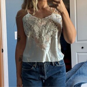 1980s Victoria’s Secret Satin Lace Camisole in Cream